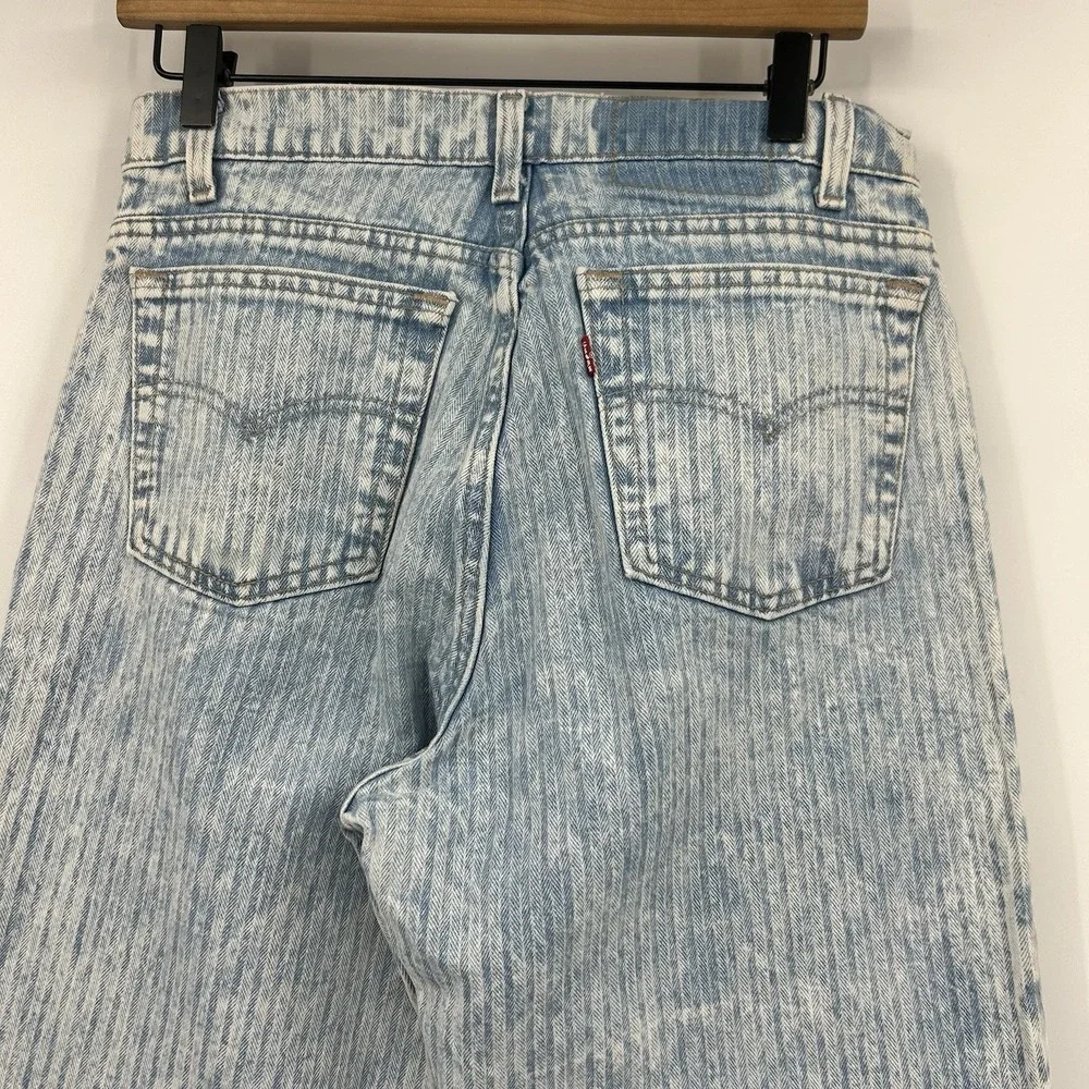 Vintage 90s Levi's 550 Jeans W31 USA Herringbone Acid Wash Striped Denim